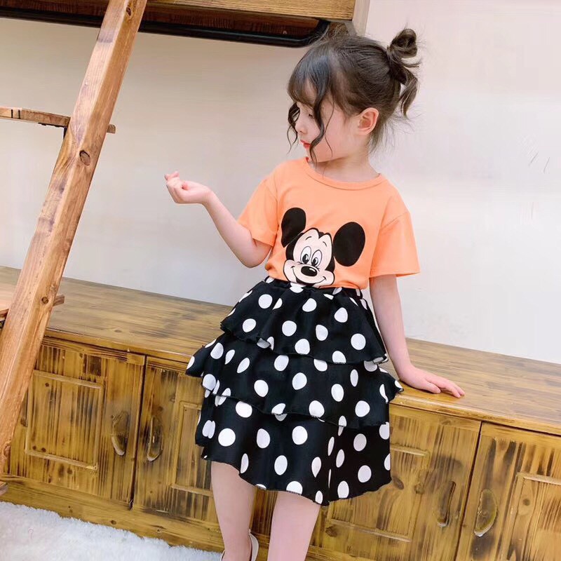 sét bộ bé gái size 14-24kg mickey chấm bi