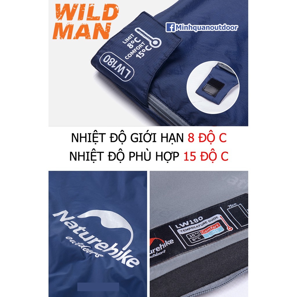 Túi ngủ siêu nhỏ gọn Naturehike LW180 chịu lạnh cao dã ngoại văn phòng