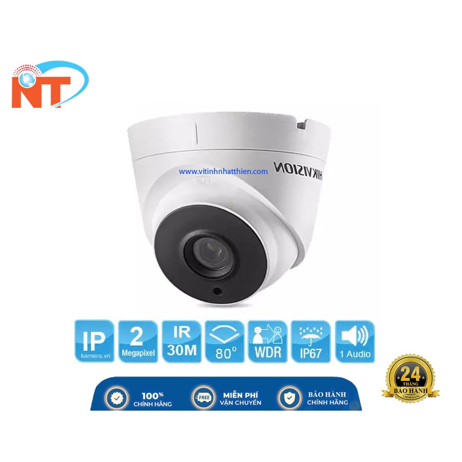 CAMERA IP DOME HỒNG NGOẠI 2.0 MEGAPIXEL HIKVISION DS-2CD1323G0-IU tích hợp mic thu âm và POE - hàng chính hãng