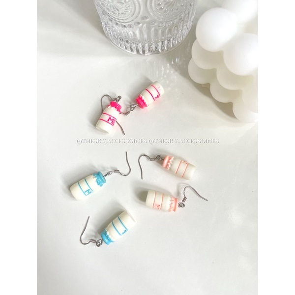 Bông tai hình hộp sữa milk 3 màu