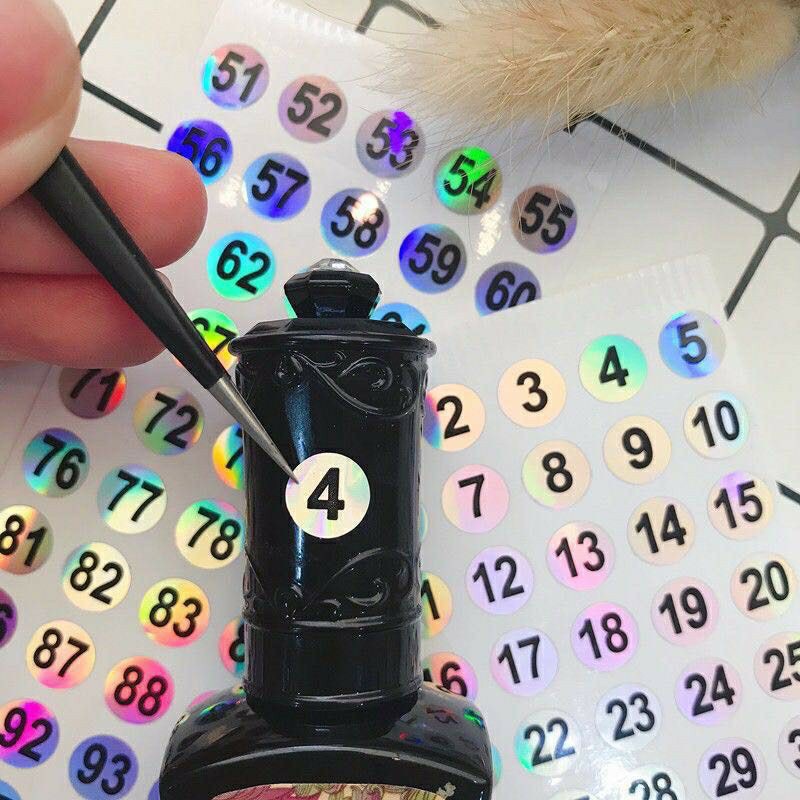 Set 60 miếng dán số chai sơn In194 chất liệu cao cấp 7 màu , 1 - 300, kt 1cm
