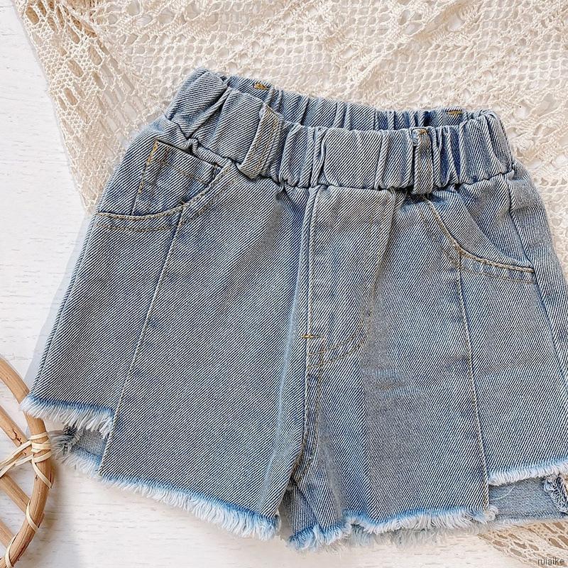 Quần Short Denim Viền Tua Rua Phong Cách Hàn Quốc Cho Nữ