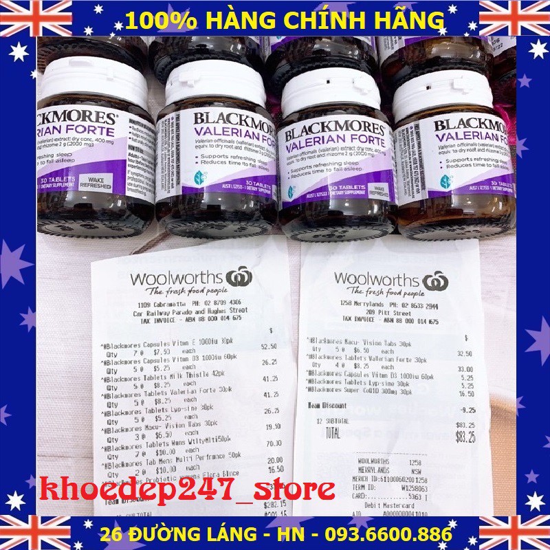 Thực phẩm chức năng Viên uống hỗ trợ giấc ngủ Blackmores Valerian Forte 2000mg Úc