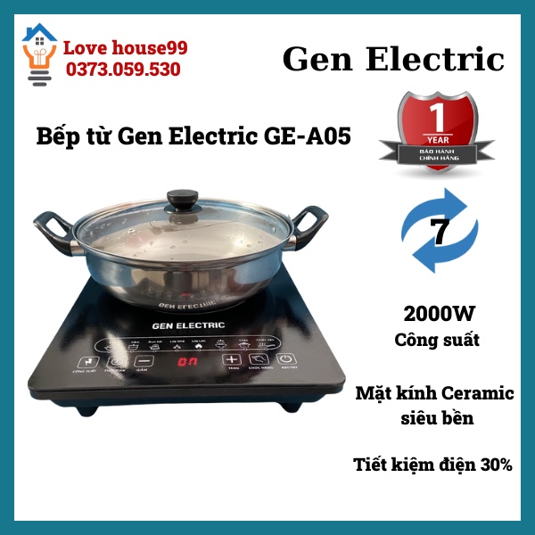 Bếp Từ, Bếp Điện Từ Đơn GEN ELECTRIC GE-A03, Công Suất 2200W Bảo Hành 12 Tháng