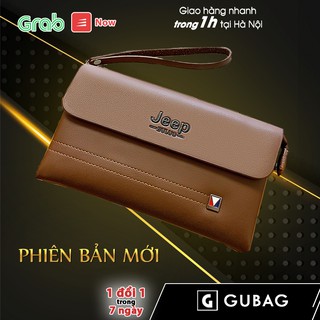 Ví cầm tay nam sang trọng da thật xịn đẹp, ví dài dự tiệc  Mini bóp cầm tay chính hãng hàng hiệu GuBag