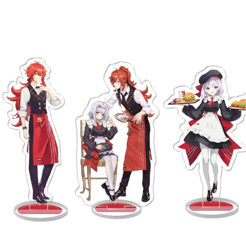 Standee nhân vật DILUC &amp; NOELLE game GENSHIN IMPACT ver ĐỒ ĂN KFC mô hình tượng Acrylic anime chibi