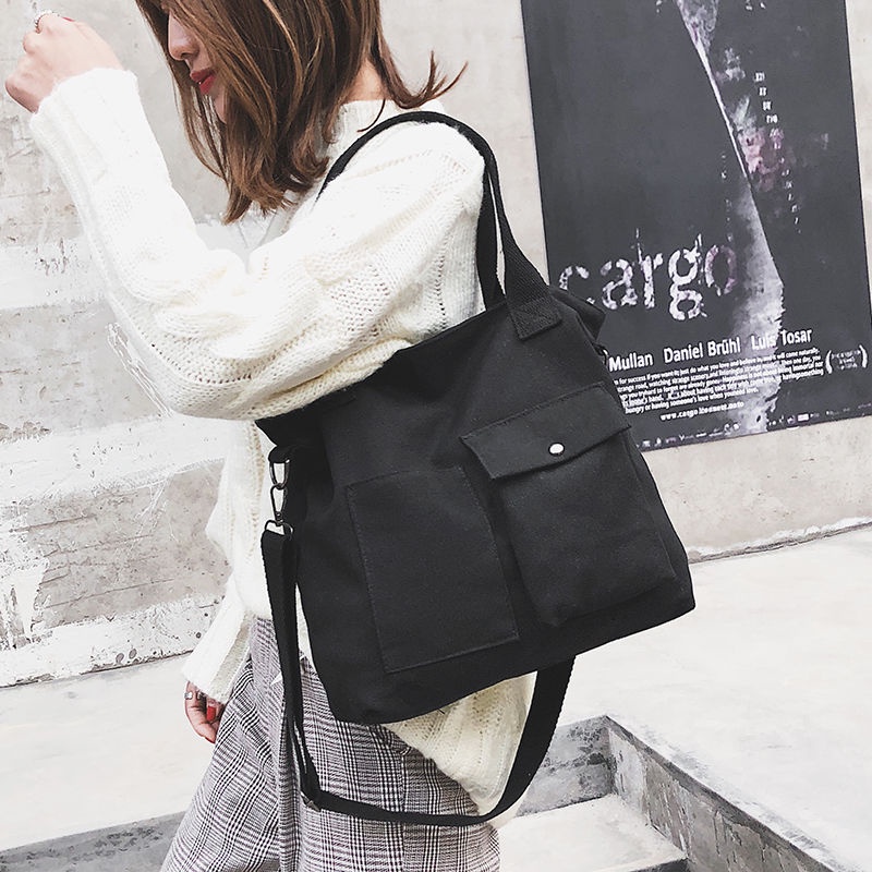Túi Xách Canvas Màu Sắc Đơn Giản Thời Trang Hàn Quốc