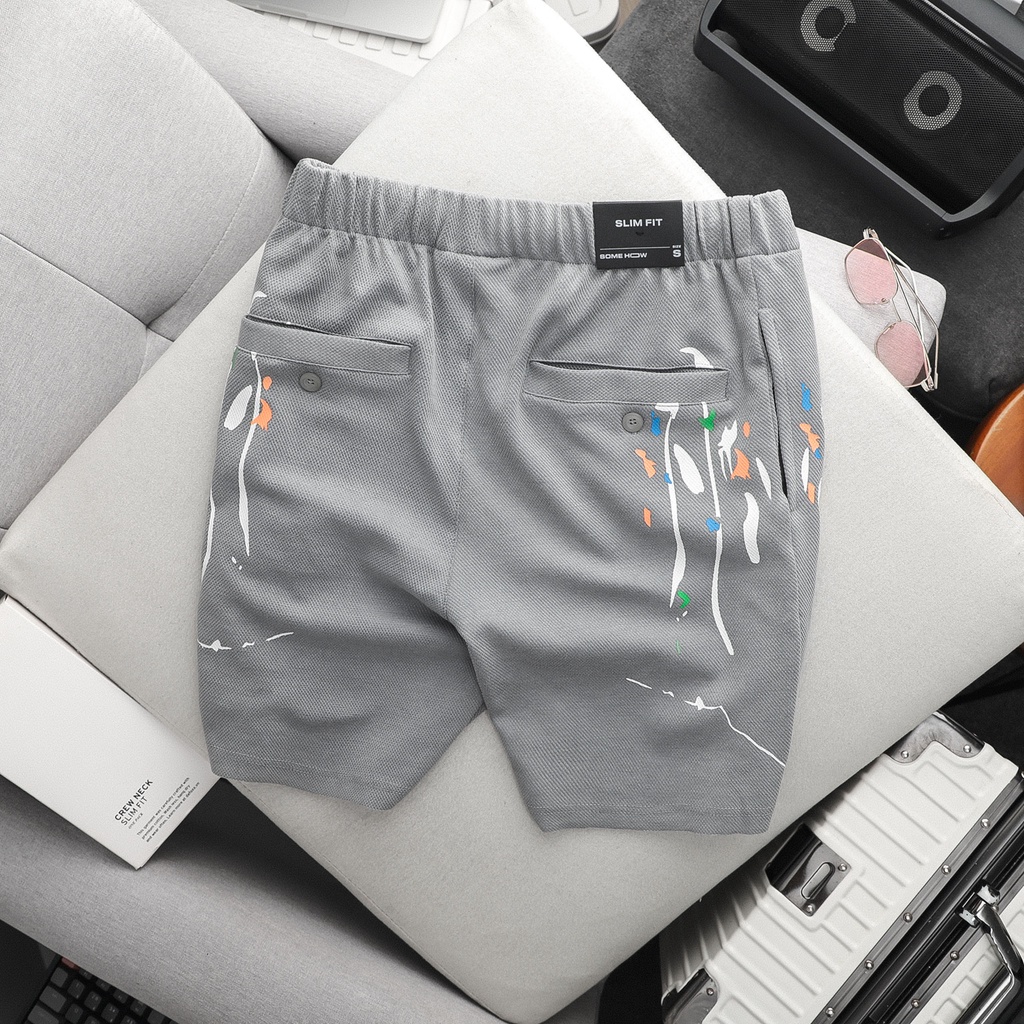 Quần Short Nam BWG Paint Flow , Chất Cotton Pique Thoải Mái , QD003126,Somehow