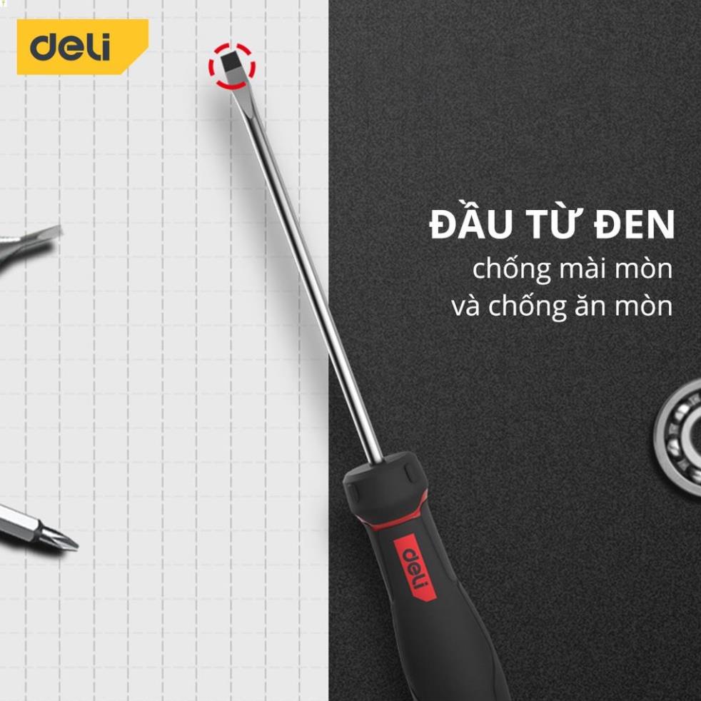 [LIFEDL157] Tua Vít Đầu Dẹt Deli Cao Cấp - Đầu Vít Từ Tính Dễ Dàng Sử Dụng - Chất Liệu Chống Mòn, Gỉ - DL3449 .