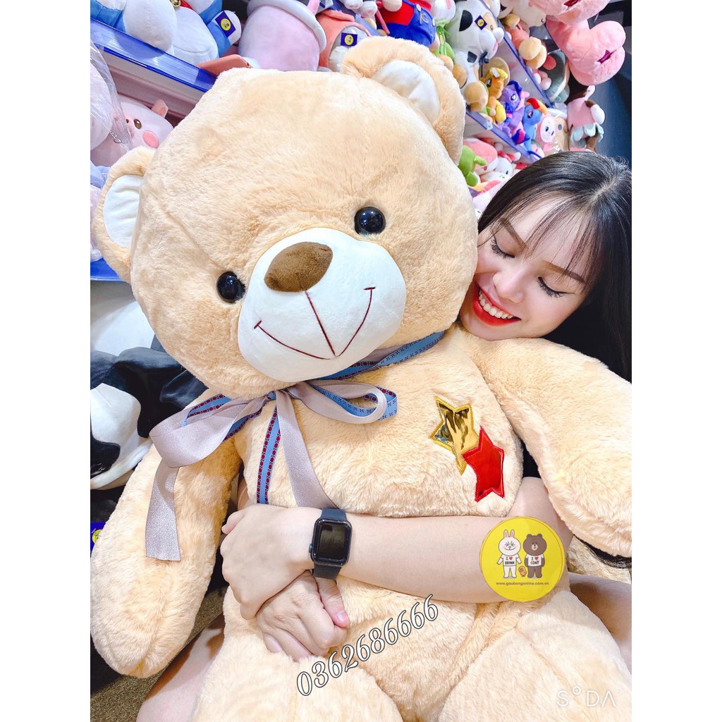 Gấu bông Teddy nơ sao 3 màu kích thước 80cm-1m1-1m4 NEOCI