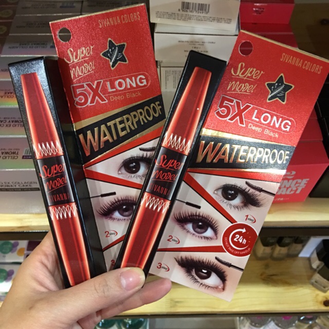 Mascara 5x 💋FREESHIP💋 Mascara sivanna super model 5x long 4,5g + 1,2g Có 2 đầu nối mi