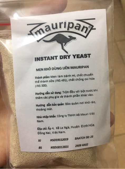 Men nở khô Instant Dry Yeast - chiết gói 50g - Mua 5 tặng 1