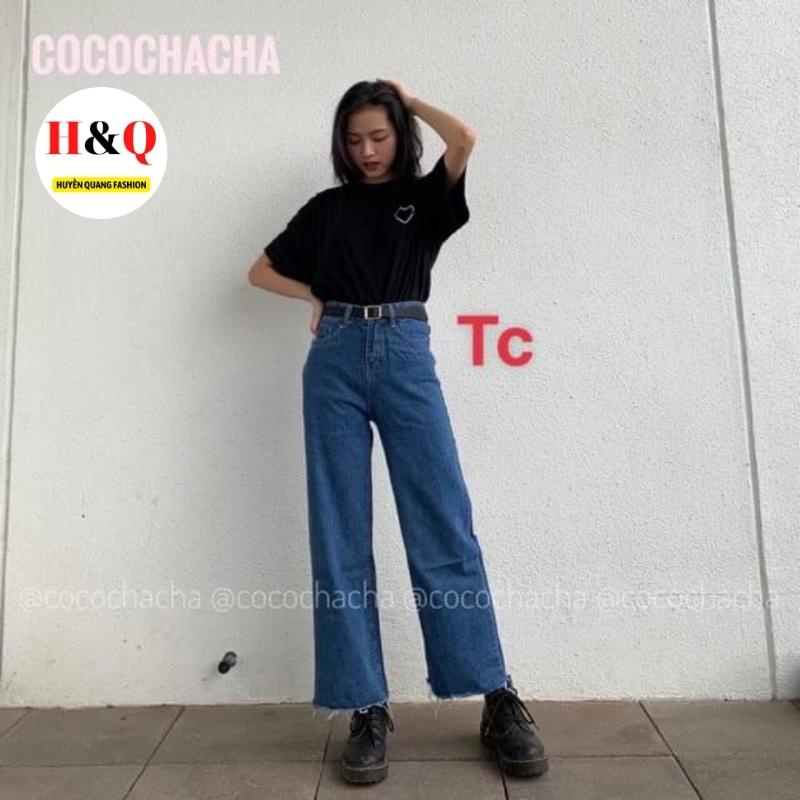 Quần Jean Nữ Simple Ống Rộng Form Suông Cạp Cao Ulzzang Hàn Quốc - Huyền Quang