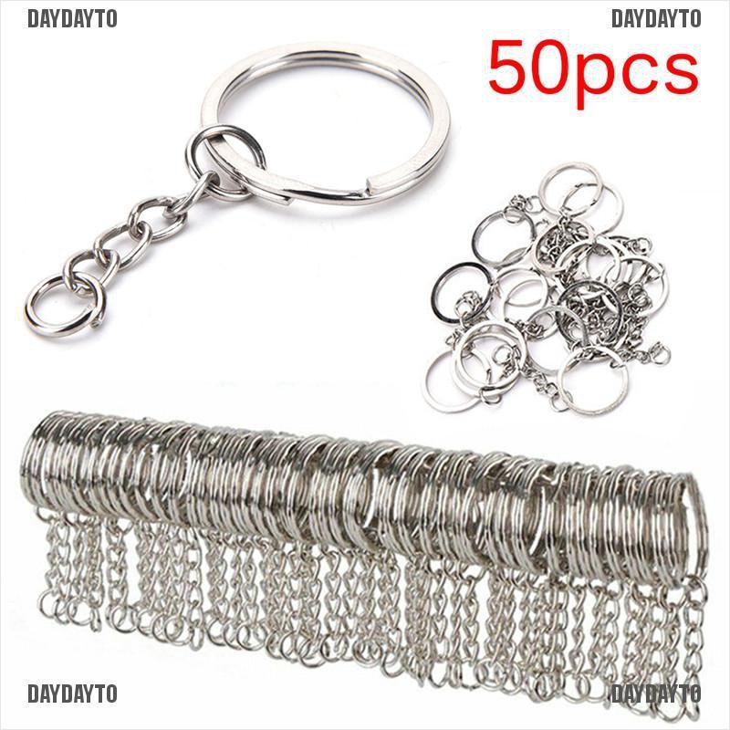 Set 50 Móc Chìa Khóa Bằng Bạc Bóng DIY