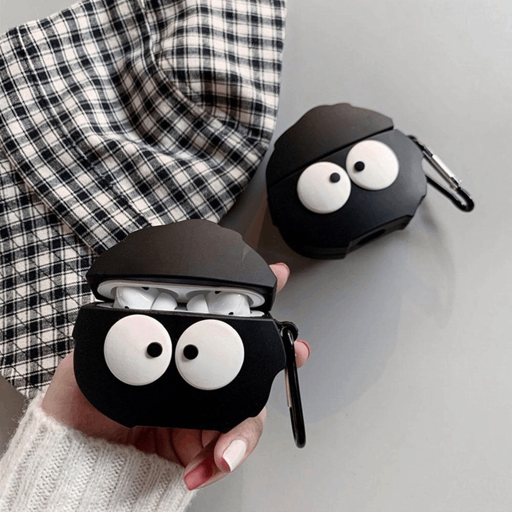 Case airpods 3 Vỏ Bọc  Hình Thú Đựng Hộp Sạc Tai Nghe Bằng Silicon Dẻo Đẹp mã MẶT TRÒN ĐEN A3