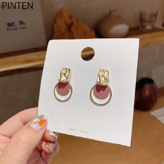 Bông tai mạ bạc 925 hình tròn 2 lỗ phong cách Hàn quốc