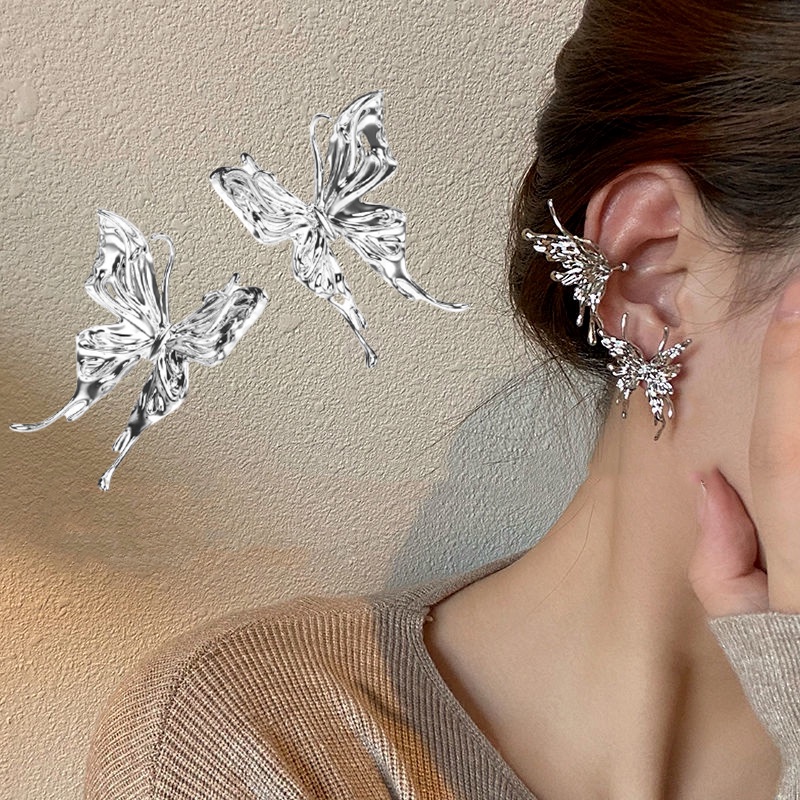 Bông tai dạng xỏ hình cánh bướm ba chiều tinh tế thời trang Hàn Quốc cho nữ