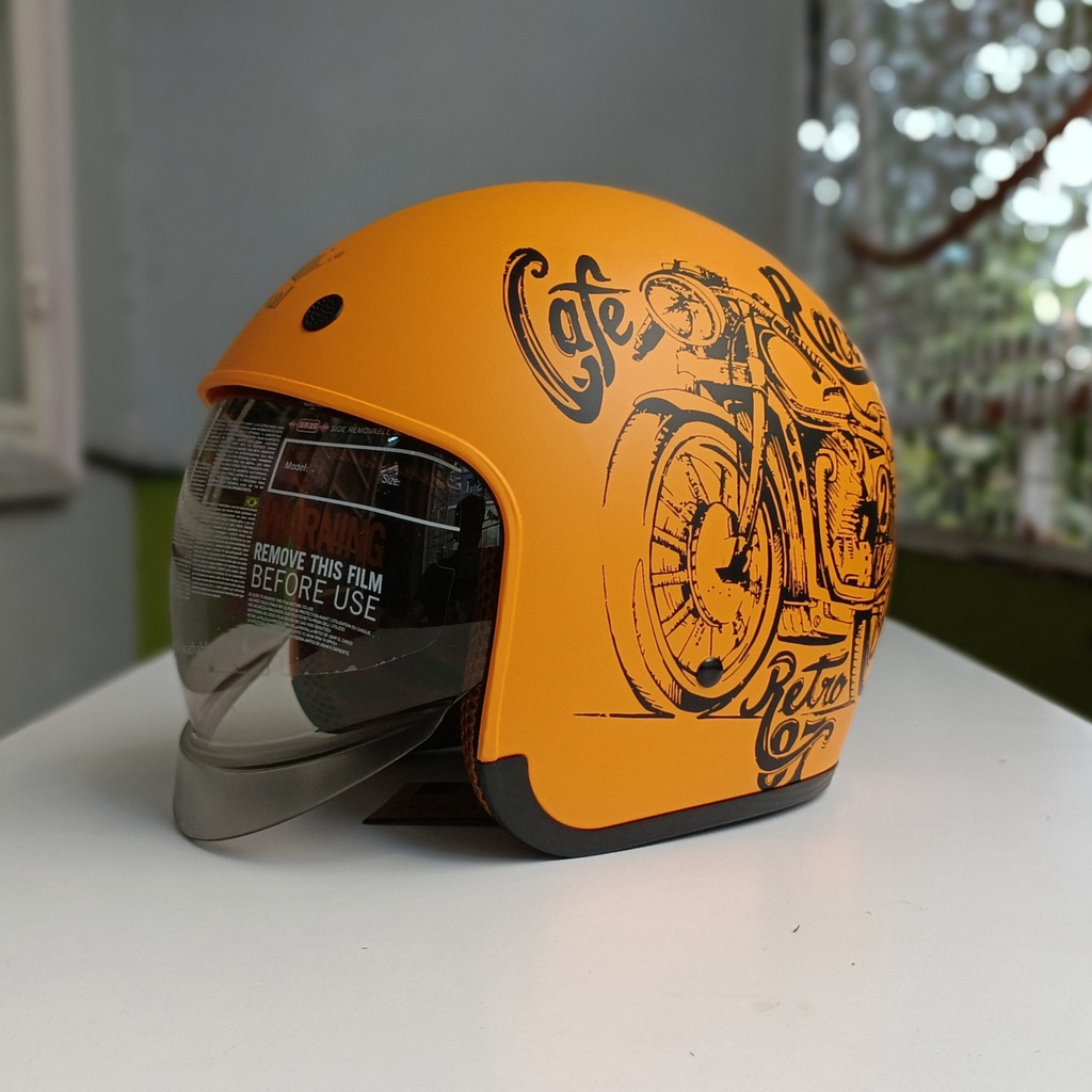 Mũ bảo hiểm Royal M139 kính âm tem Cafe Racer