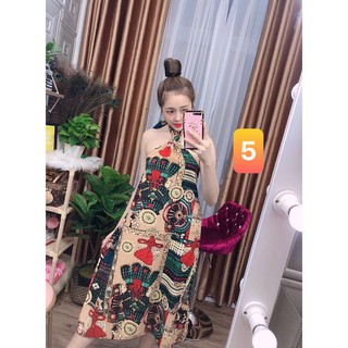 Đầm yếm thổ cẩm + Ảnh thật