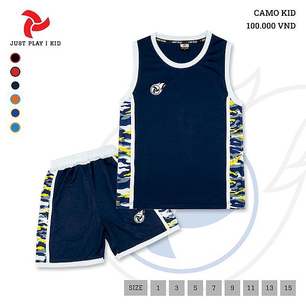 Bô quần áo bóng rồ trẻ em CAMO của Justplay - đẹp ,thiết kế dễ thương,vải mềm và mát - hàng phân phối chính hãng