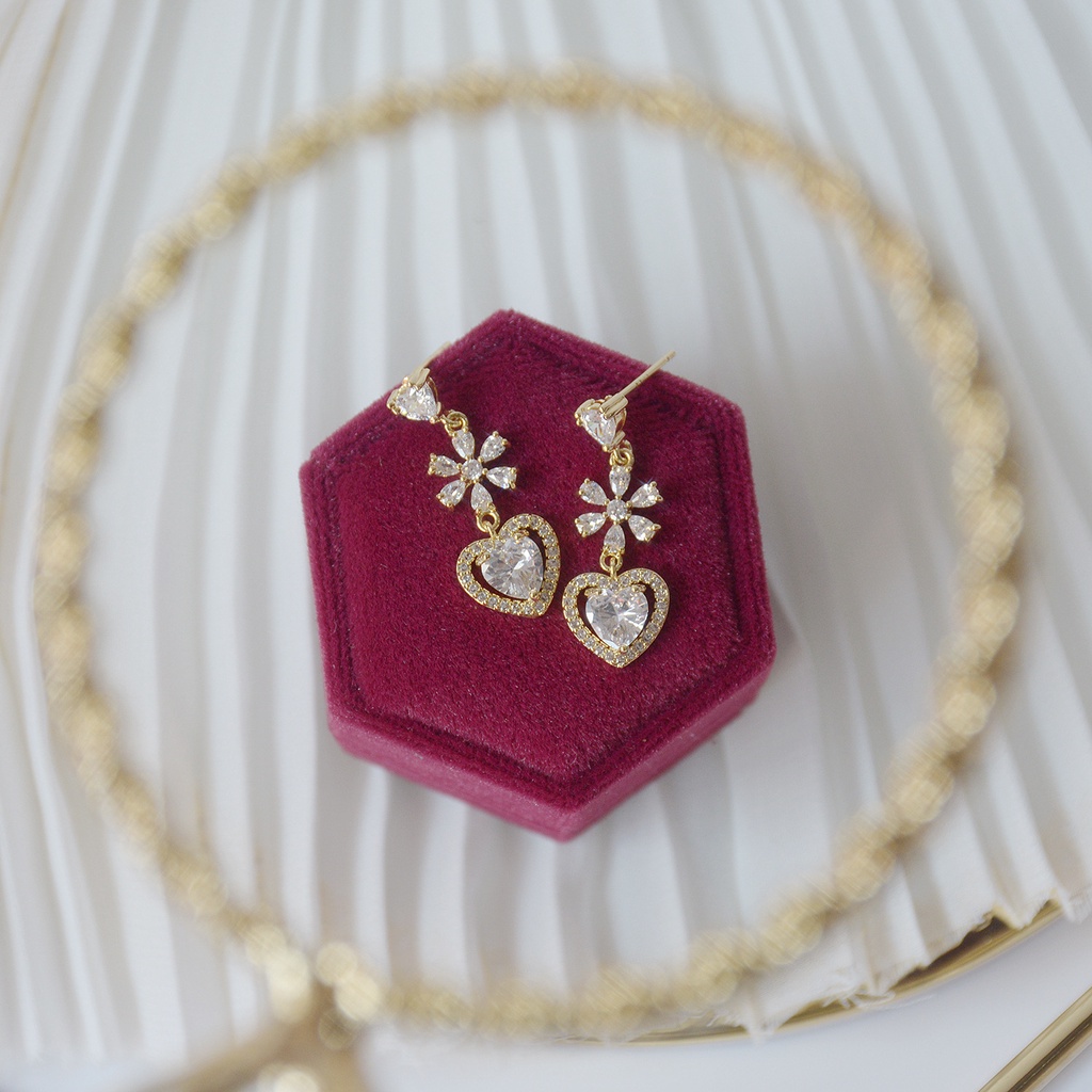 V.I.T House | Bông tai S925 tim đá vàng