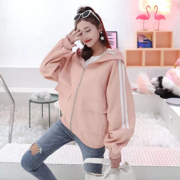 [P5] Áo khoác dù nữ túi hộp 2 xọc xinh xắn - khoát đẹp có nón | BigBuy360 - bigbuy360.vn