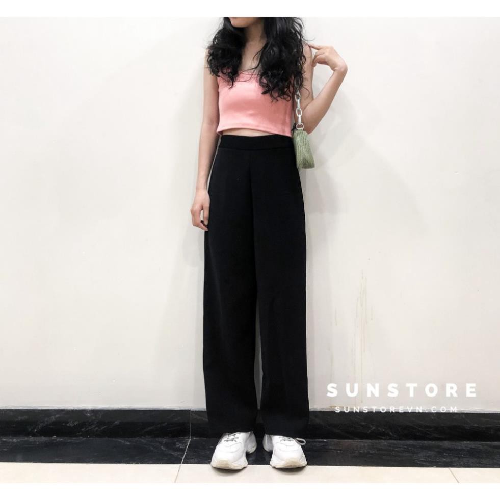 Quần ống rộng culottes suông dài chất dày lưng cao 2 màu đen be (Tất cả là hình thật) ་ ྇