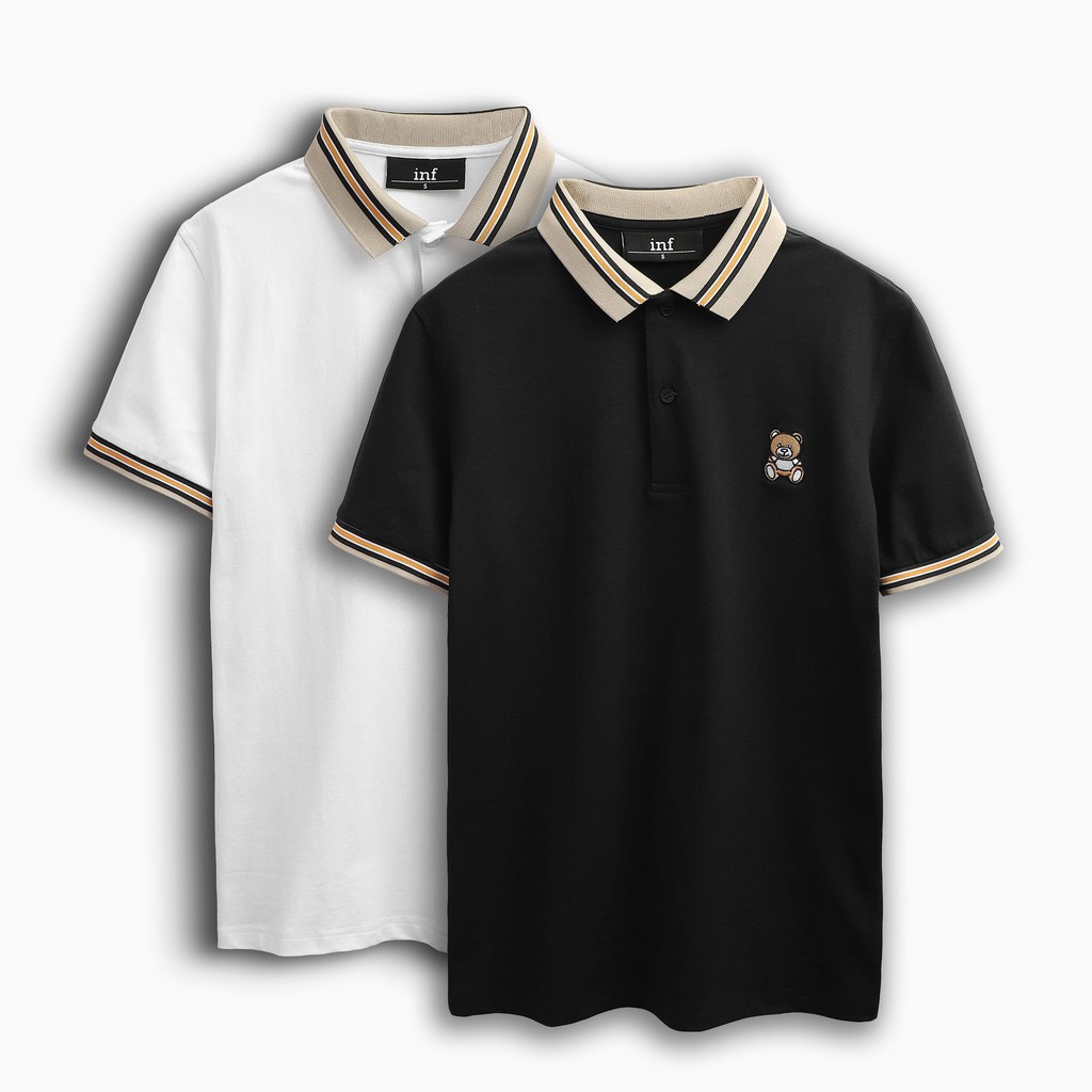 Áo Thun Polo Nam Có Cổ INF Thêu Gấu ĐX, Chất Vải Cotton Co Giãn Dày Dặn, PL002472, SOMEHOW