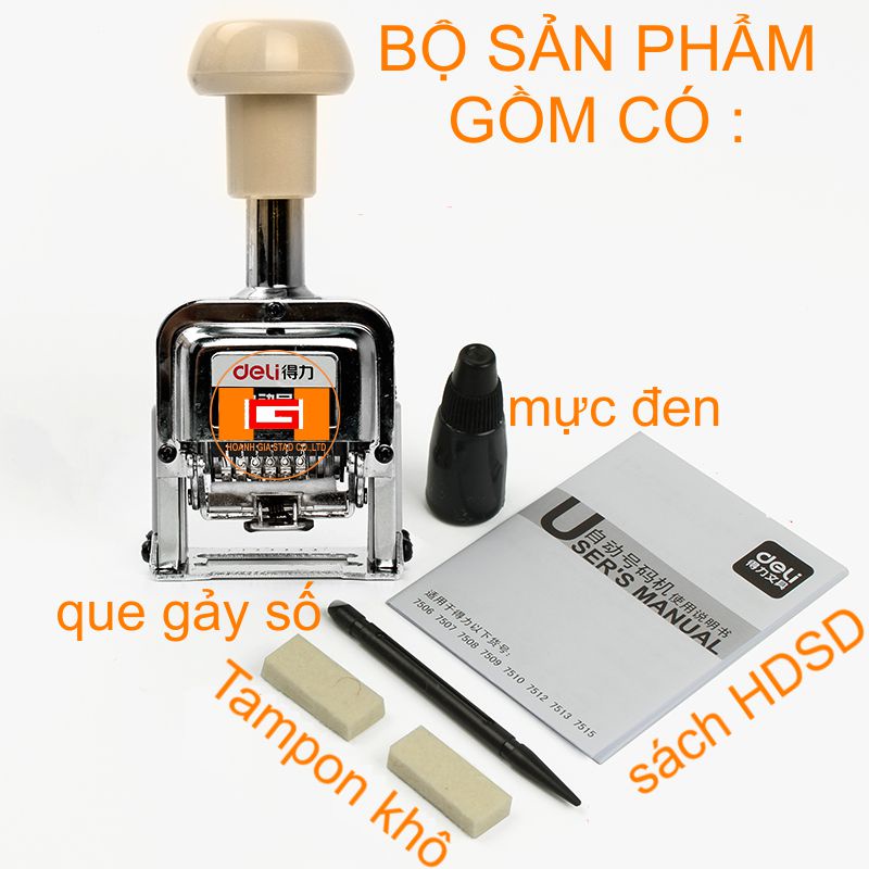 Dấu Dập Nhảy 6 Số cao 5mm Bằng Kim loại Deli 7506