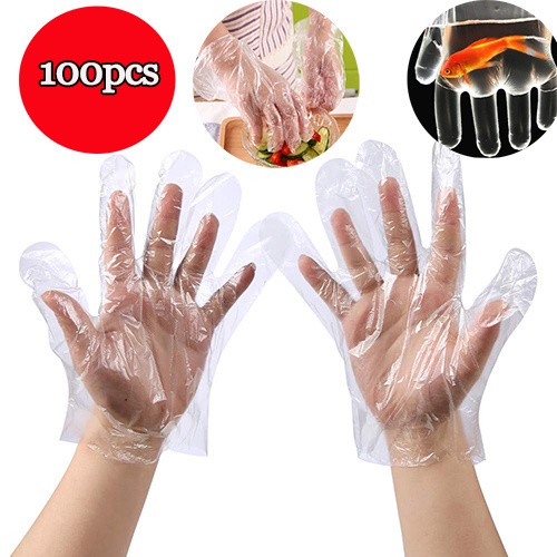 100 Găng Tay Nhựa Latex Trong Suốt Dùng Một Lần An Toàn Thực Phẩm