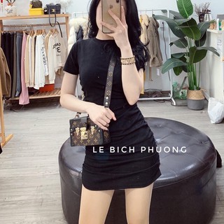 Đầm body nhúm eo sườn hàng đẹp Ullzang