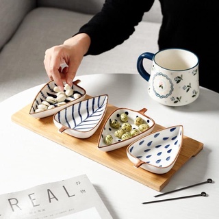 [ Hàng Có Sẵn ] SET 4 ĐĨA KÈM KHAY GỖ SIÊU XINH
