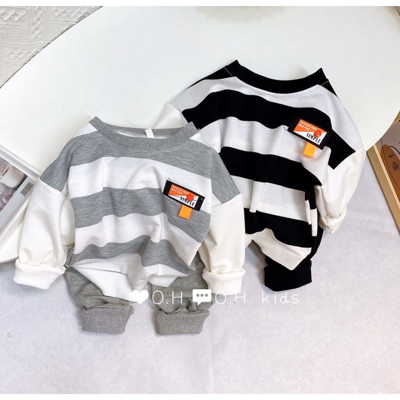 Set bô kẻ da cá dai tay mặc đi chơi đi ngủ cho bé trai từ 8-20kg