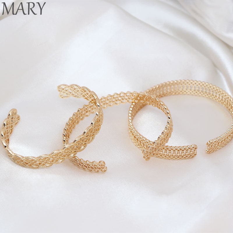 Vòng Tay Mặt Bán Nguyệt Rỗng Bằng Đồng 14K Phong Cách Hoàng Gia diy