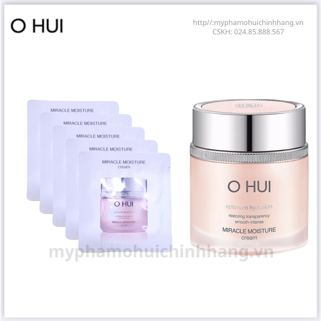 Combo Gói Kem dưỡng cấp ẩm sáng hồng da Ohui Miracle Moisture Cream sample Hàn Quốc chính hãng