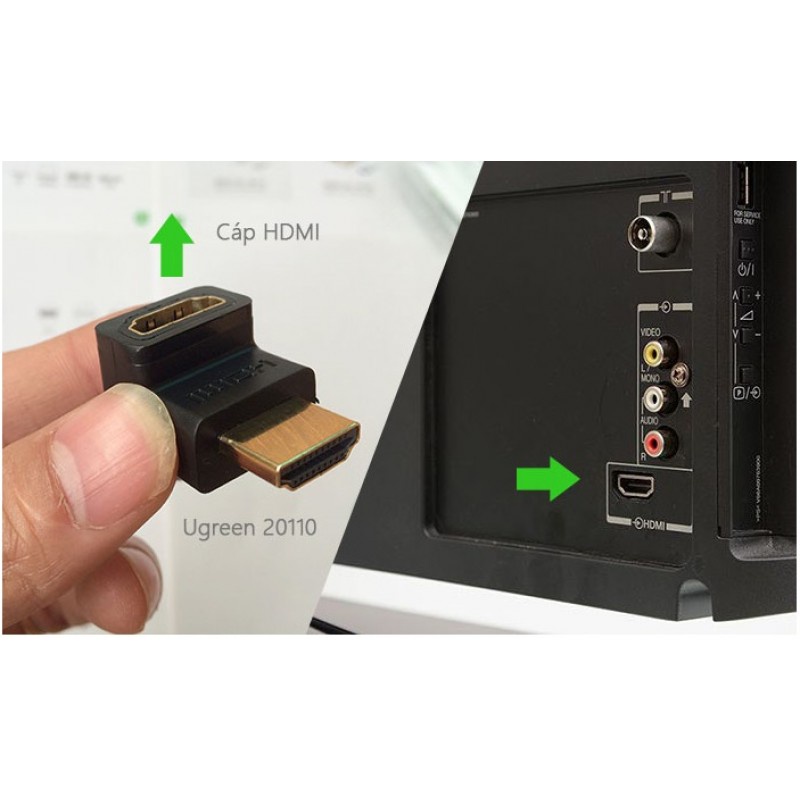 Đầu nối HDMI vuông góc 90 độ Ugreen 20110 (bẻ lên) 20109 ( bẻ xuống) cao cấp - Hàng chính hãng