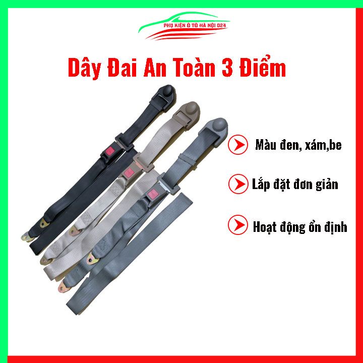 Dây đai ô tô 3 điểm màu đen, xám, be tùy chọn bản rộng 5cm