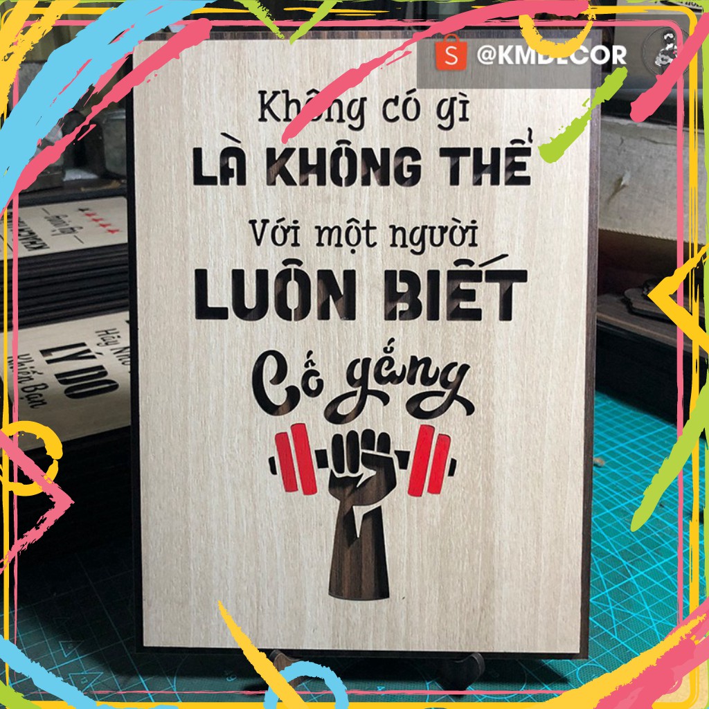 Tranh tạo động lực - mẫu câu "không có gì là không thể với một người luôn biết cố gắng"