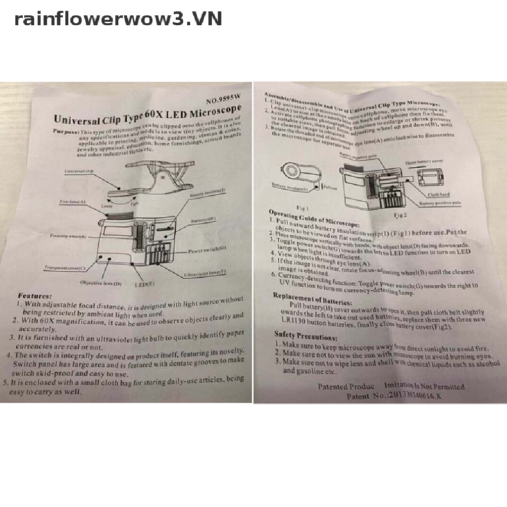 Ống Kính Phóng To 60X Với Đèn led Cho Điện Thoại Di Động 1 Cái