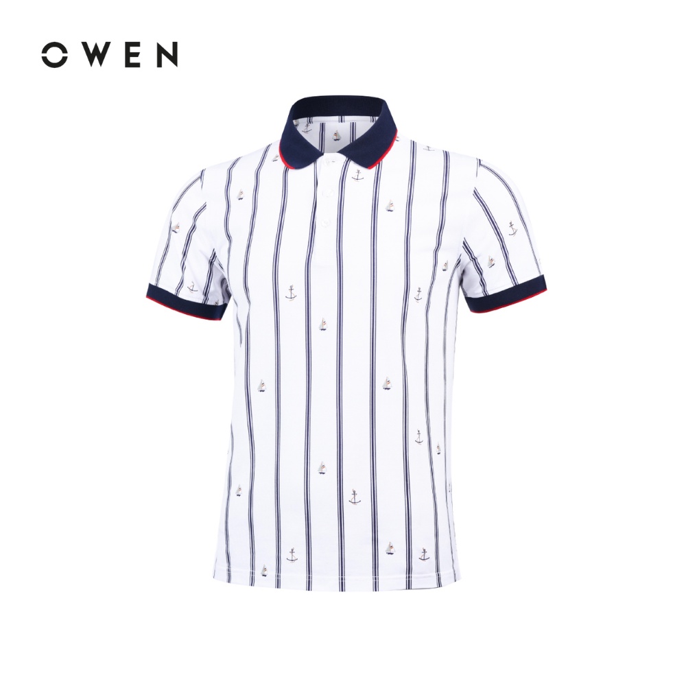 Áo Polo Owen Cotton màu trắng Bodyfit - APV20290