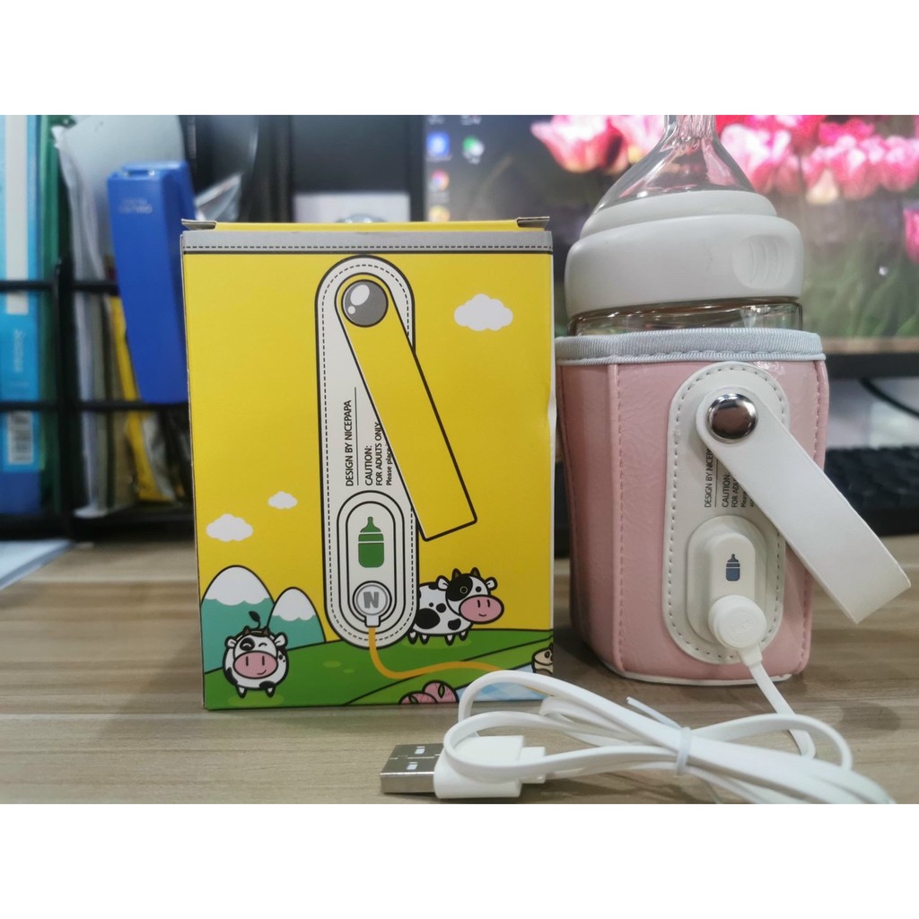 [Mẫu mới 2021] Túi hâm sữa cơ động Nicepapa Portable Insulation USB Travel Baby Bottle Warmer Nice Papa