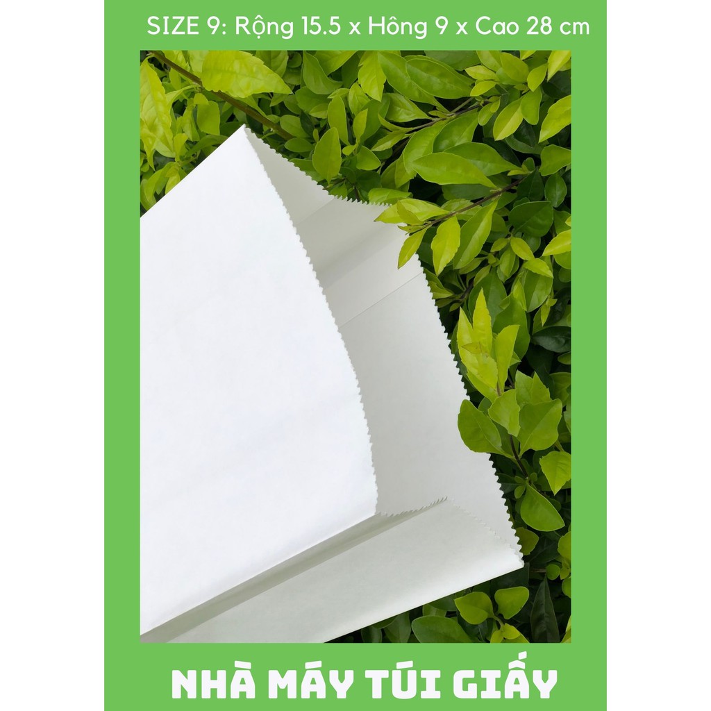 500 chiếc túi giấy kraft Nhật màu trắng Size 9 -15.5x9x28cm KHÔNG QUAI