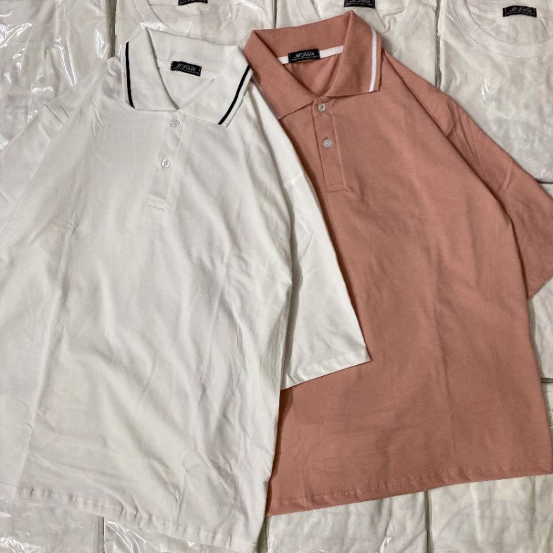 Áo Polo % Hình thật B'teen phối cổ Unisex tay lỡ