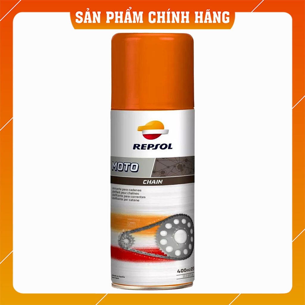 Chai dưỡng sên Repsol Moto Chain Lube 400ml. Bảo dưỡng sên xịt sên Repsol