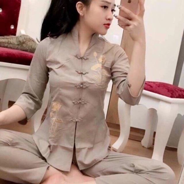 Bộ Quần Áo Đi Chùa- Chất Liệu Cotton Cao Cấp