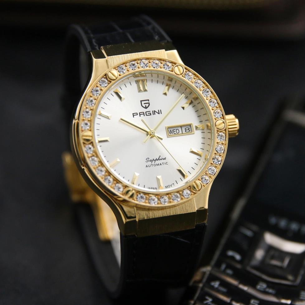 Đồng Hồ Cơ Nam Pagini - Dây Silicone - Viền Đính Đá Sang Trọng - Thiết Kế Sang Trọng Đẳng Cấp Thời T