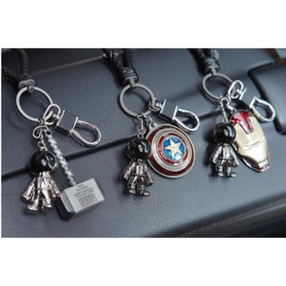 Móc khoá Marvel: Búa Thor - Mặt nạ Ironman - Khiên Captain + Phi hành gia kèm dây da (siêu anh hùng siêu nhân)