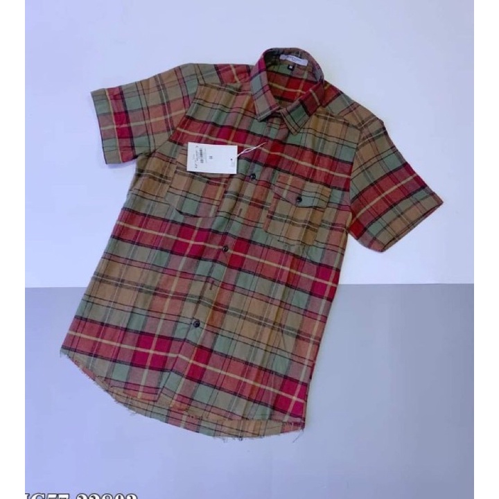 Sơ Mi Nam Nữ Kẻ Sọc Xanh Đỏ Thêu 2 Túi Ngực Cao Cấp