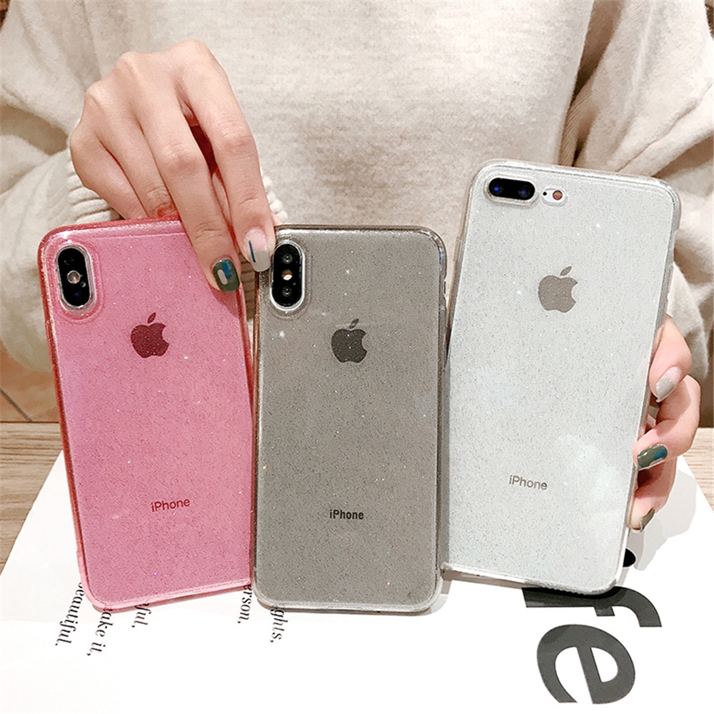 Ốp Điện Thoại Silicon Mỏng Mềm Đính Sequin Lấp Lánh Cho IPhone X XR XS Max 7 8 6 6S Plus