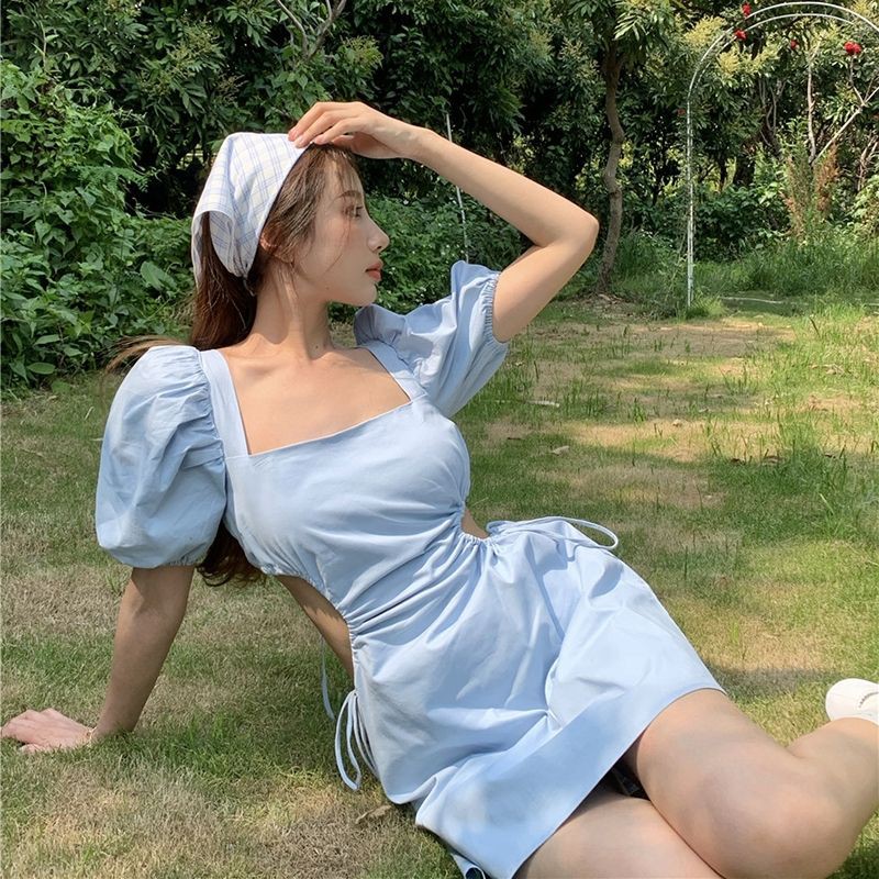 (L233) Đầm cổ vuông hở lưng cách điệu hàng order (có ảnh thật và bảng size ở cuối) | BigBuy360 - bigbuy360.vn